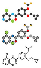 Sticker - Roflumilast COPD drug molecule (PDE4 inhibitor).