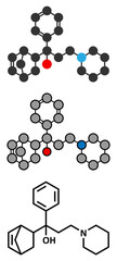 Sticker - Biperiden Parkinson's disease drug molecule.