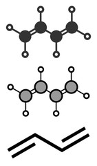 Sticker - Butadiene (1,3-butadiene) synthetic rubber building block molecule