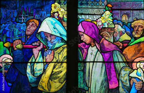 Stained Glass in Prague Cathedral of Saints Cyril and Methodius Poster