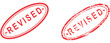 red stamp revised text isolated set in vector format 