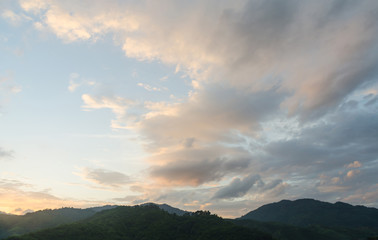Wall Mural - beautiful sunset sky over the mountain