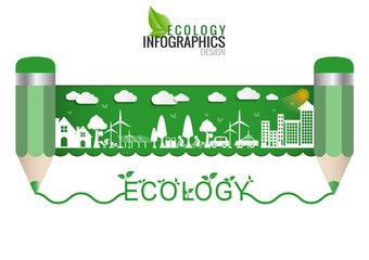 Ecology connection  concept background . Vector infographic illu