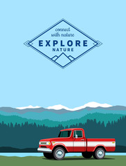 Wall Mural - Red pickup truck