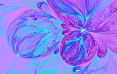 Wall Mural - violet abstract wave psychedelic flower background. Fractal artwork for creative design.