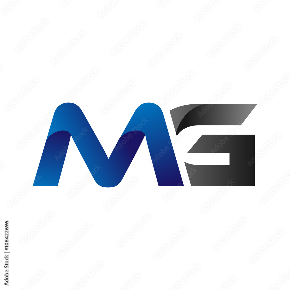 Modern Simple Initial Logo Vector Blue Grey Letters mg - obrazy, fototapety, plakaty 
