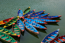 Small Boats On Phewa Lake In Pokhara