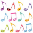 Set of cute colorful note smileys