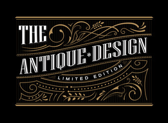 Wall Mural - antique frame label western hand drawn border typography engravi