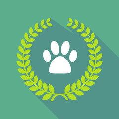 Poster - Long shadow laurel wreath icon with an animal footprint