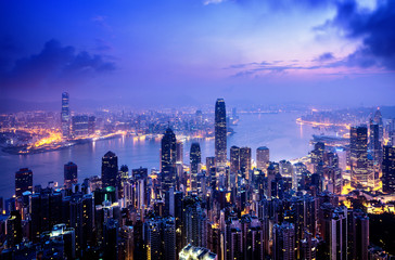 Fototapete - Hong Kong from the Victoria peak