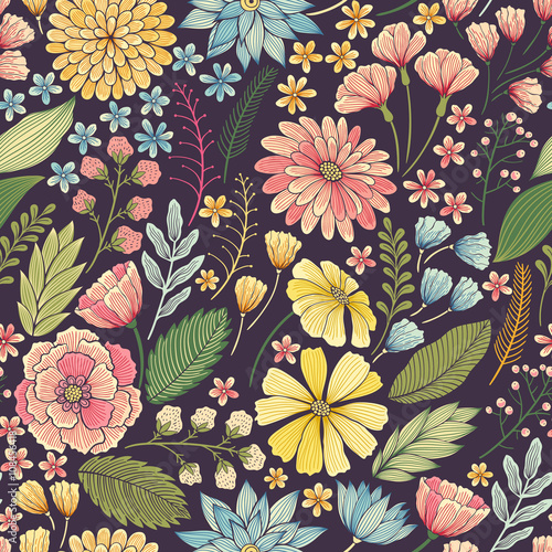 Cotton fabric Seamless Floral Pattern