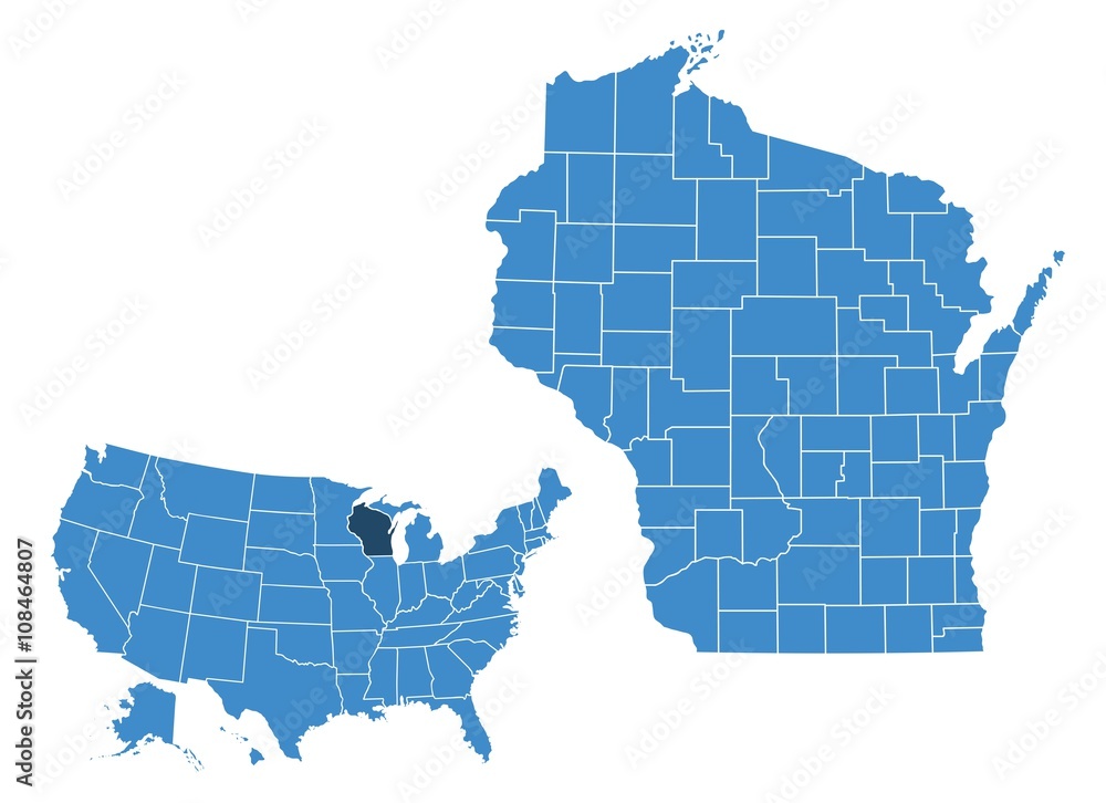 Wisconsin State Line Map Wisconsin state map Stock Vector | Adobe Stock