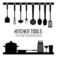 Illustration Of Kitchen Tools, Editable Vector