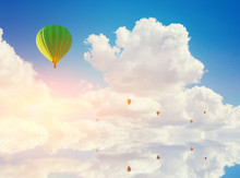 Colorful Hot Air Balloons Flying Over Water