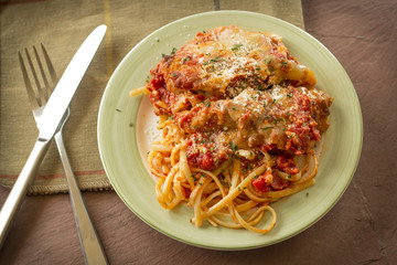 Wall Mural - Chicken Parmesan with Linguine