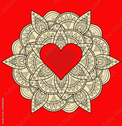 Download Mandala with heart vector (separate background)mandala con ...
