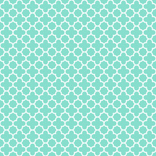 Aqua & White Quatrefoil Pattern, Seamless Texture Background