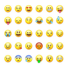 Set Of Emoticons, Emoji Isolated On 