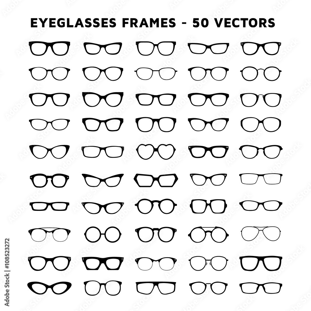 Set of glasses. Sunglasses and eyeglasses vector design icons - obrazy, fototapety, plakaty 