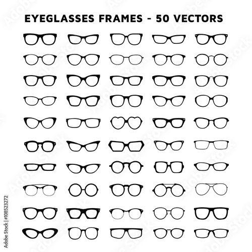 Fényképezés Set of glasses. Sunglasses and eyeglasses vector design icons