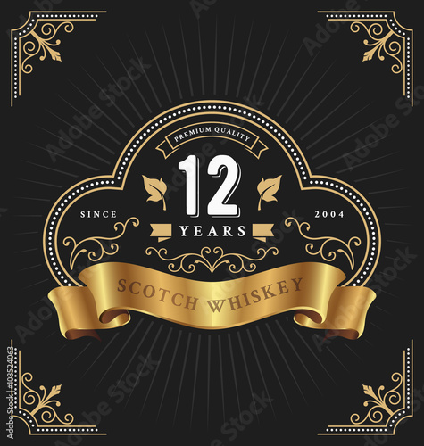 Vintage Frame Label Template Suitable For Anniversary Whiskey