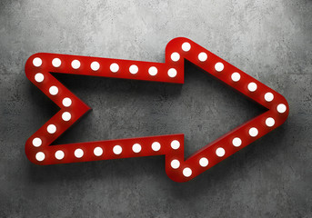 Wall Mural - Retro arrow with neon lights. 3D illustration