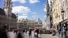 4K Time Lapse Of People Walking On The Central Square (Grote Markt, Grand Place) Of Brussels, Surrounded By Historic Buildings, A UNESCO World Heritage Site