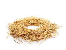  Pile Of Straw Forming Round Frame, Nest Background And Texture
