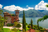 Fototapeta  - Lake Como, Italy, Europe. Villa was used for film scene in movie James Bond