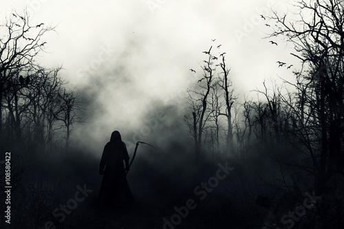 Valokuva  graveyard silhouette halloween abstract background.