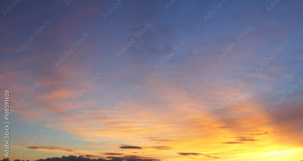 Natural background of the colorful sky and cloud, During the time sunrise and sunset - obrazy, fototapety, plakaty 