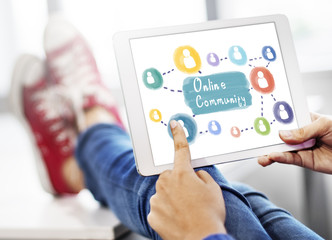 Poster - online community sharing communication society concept