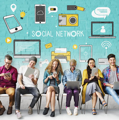 Poster - social network icons graphics concept