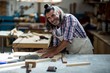 © Wavebreak Media - Male carpenter measuring wooden plank