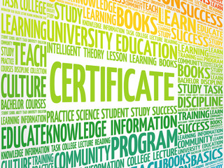 CERTIFICATE word cloud, education business concept