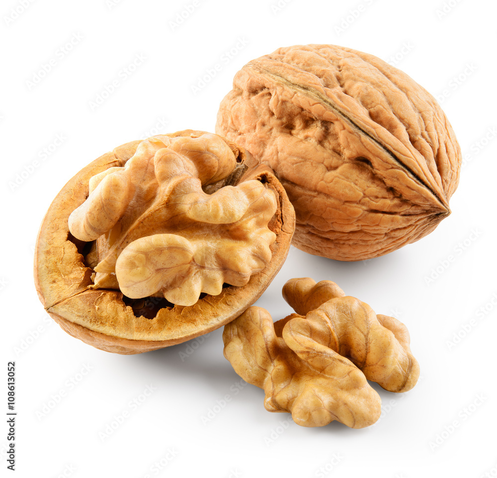 Walnut isolated on white background. With clipping path. - obrazy, fototapety, plakaty 