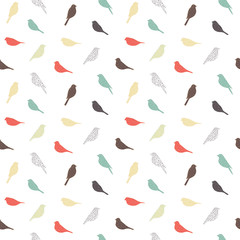 Seamless pattern with birds. Geometric style. Vector.