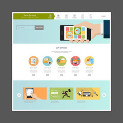 Wall Mural - business one page website design template. vector design.