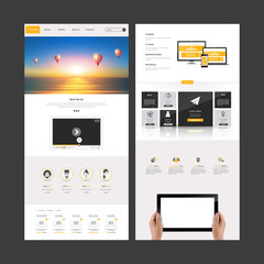 Wall Mural - one page website template with header designs with blurred backgrounds