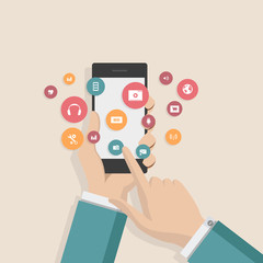 Wall Mural - smartphone apps flat icon design - stock illustration