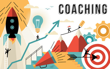 coaching concept line art colorful modern design