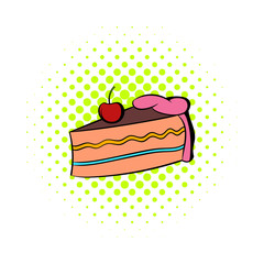 Wall Mural - Piece of cake icon, comics style