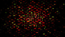 Urban Mosaic Abstract Pattern Of Red And Yellow Rectangles On A Black Background