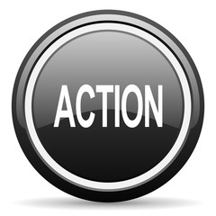 Aufkleber - action black circle glossy web icon