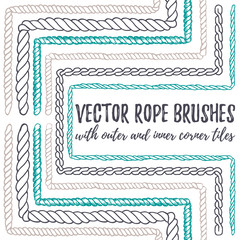 6 hand drawn seamless pattern Rope brushes