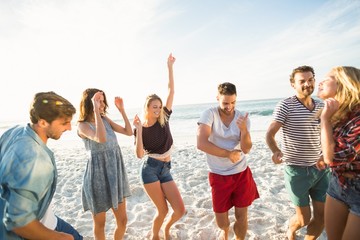 Wall Mural - Friends dancing on the beach