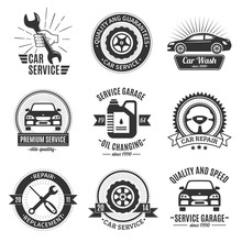 Auto Services Black White Emblems 