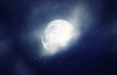 Wall Mural - moon in the night sky background, over color - elements of this image furnished by nasa