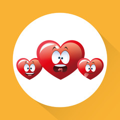 Flat illustration of cartoon face design, heart shape and love c